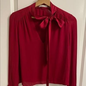 Alice and Olivia red silk blouse